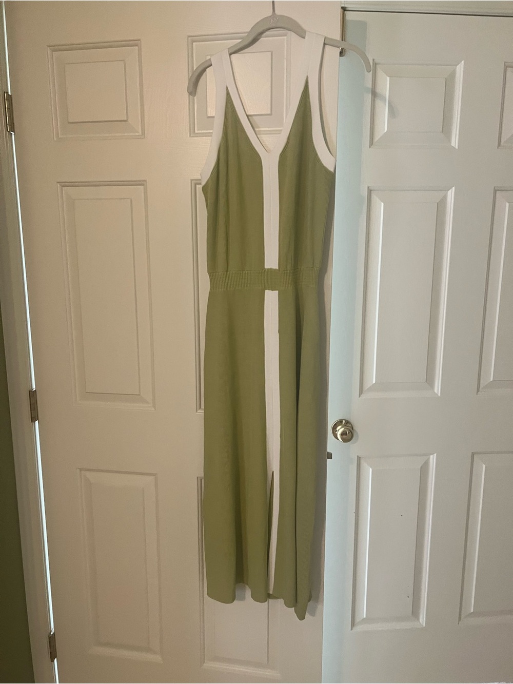 Commense Green Midi Dress with White Trim
